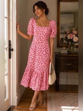 Antonio Melani Cara Cottage Core Praire Floral Midi Dress- Sz 0